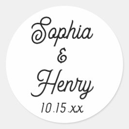 Hochzeit Elegante Script Moderne Typografie Schwar Runder Aufkleber