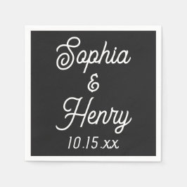 Hochzeit Elegante Script Moderne Typografie Schwar Serviette