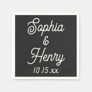 Hochzeit Elegante Script Moderne Typografie Schwar Serviette