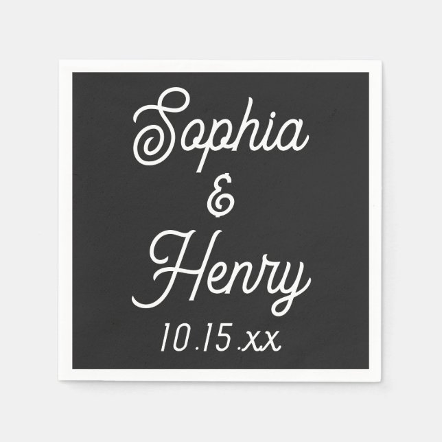Hochzeit Elegante Script Moderne Typografie Schwar Serviette (Vorderseite)