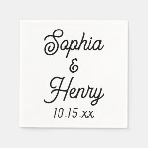 Hochzeit Elegante Script Moderne Typografie Schwar Serviette