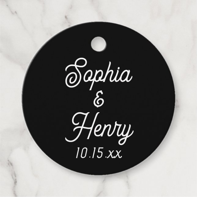 Hochzeit elegante Script Typografie Schwarz-Weiß Geschenkanhänger (Vorderseite)