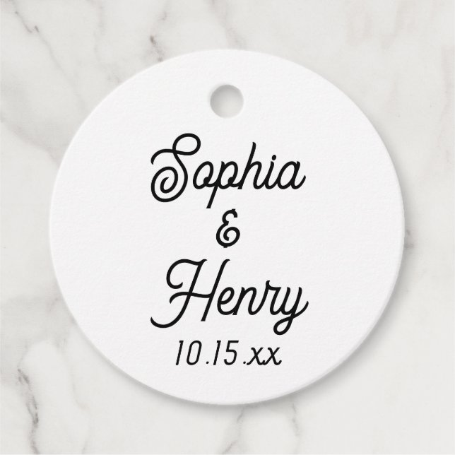 Hochzeit elegante Script Typografie Schwarz-Weiß Geschenkanhänger (Vorderseite)