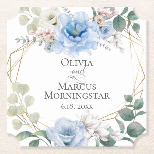 Hochzeit Elegante Sky Blue Peony Blume Untersetzer