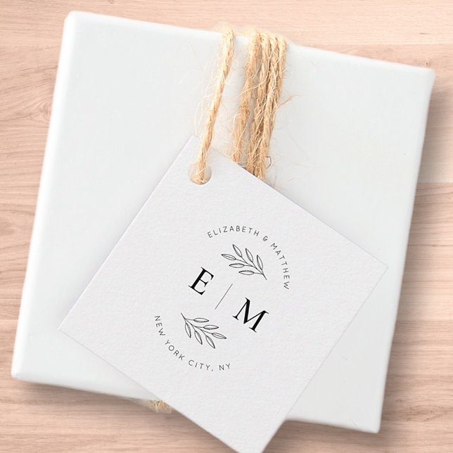 Hochzeit Eleganter Chic Modern Simple Chic Monogra Geschenkanhänger (Von Creator hochgeladen)