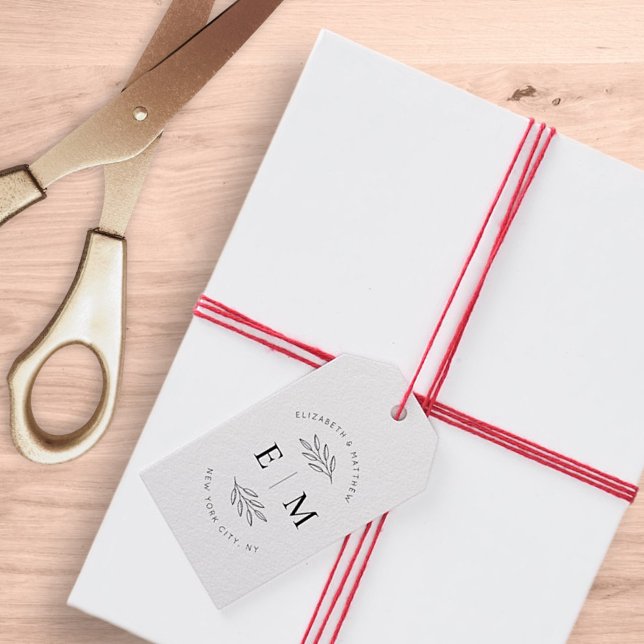 Hochzeit Eleganter Chic Modern Simple Chic Monogra Geschenkanhänger (Von Creator hochgeladen)