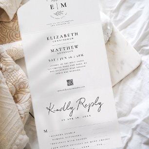 Hochzeit Eleganter Chic Moderne einfache QR-Mahlze All In One Einladung