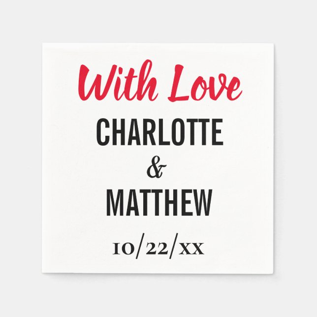 Hochzeit Eleganter moderner Typografie mit Liebe Serviette (Vorderseite)