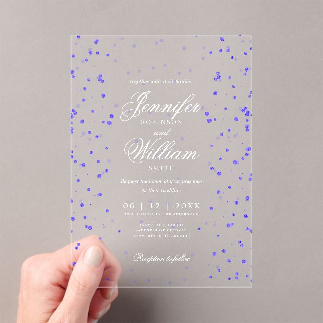 Hochzeit Eleganter Romantischer Script Lila Speck Acryleinladungen (Insitu (Handheld))