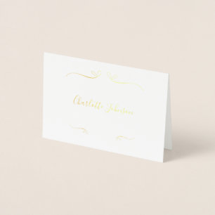 Hochzeit Eleganter Script Name Place Real Gold Folienkarte