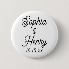Hochzeit Eleganter Script Typografie Schwarz-weiß Button