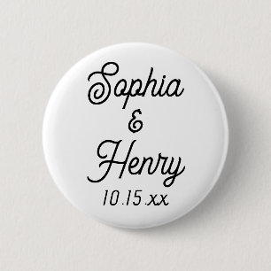 Hochzeit Eleganter Script Typografie Schwarz-weiß Button