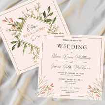 Hochzeit Eleganter Wald Blätter weich rosa