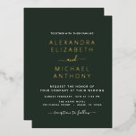 Hochzeit Elegantes romantisches Smaragdgrün Gold Folieneinladung<br><div class="desc">Emerald Green und Gold Foil sind elegante und moderne Einladungen zum Hochzeitsfeiern - inklusive schöner und eleganter Schrift-Typografie für die Hochzeitsfeier.</div>