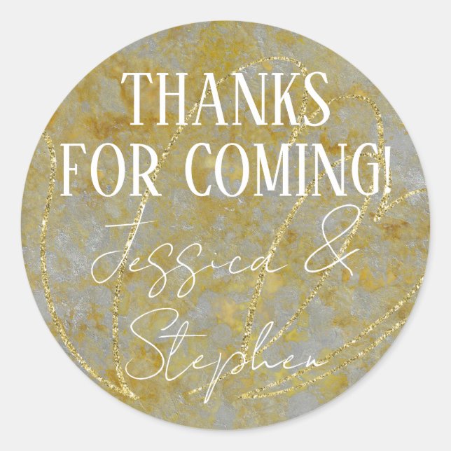 Hochzeit Elegantes Silver Lining Runder Aufkleber (Vorderseite)