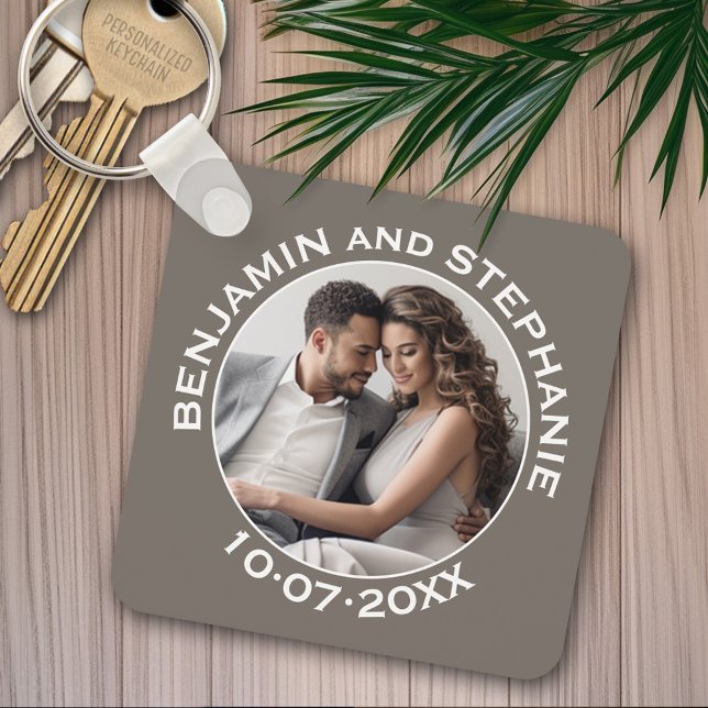 Hochzeit Erstes Weihnachts-Foto Individuelle Name  Schlüsselanhänger (Personalized keychain - Wedding Favor with Photo and Text)