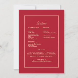 Hochzeit Ethnische Indische Rot & Gold Detail Einl Einladung