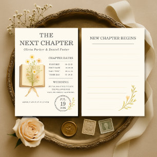 Hochzeit Florale Bücher Neues Kapitel Beginnt Einladung