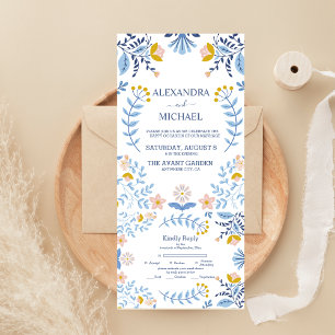 Hochzeit floraler bunter Volkskunst All In One Einladung