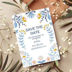 Hochzeit floraler bunter Volkskunst Save The Date
