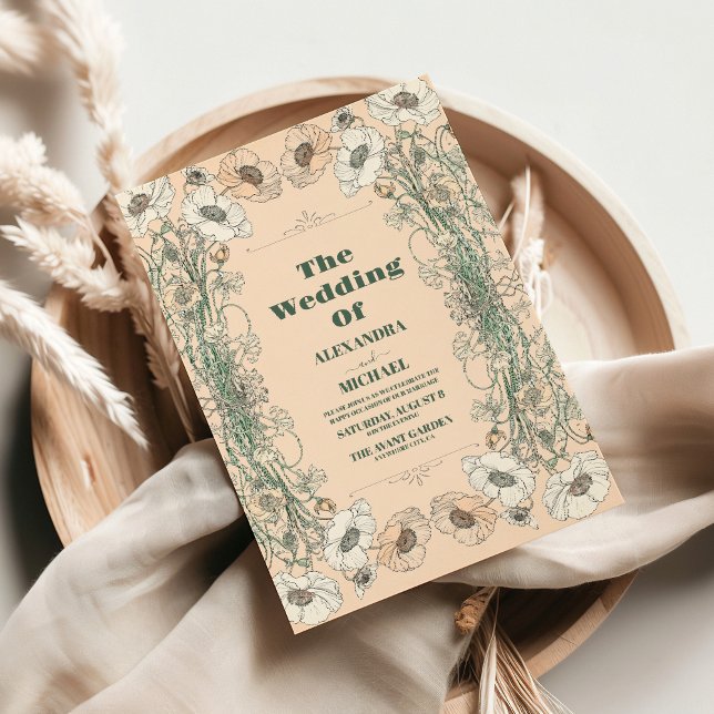 Hochzeit floraler Jugendstil Einladung (Von Creator hochgeladen)