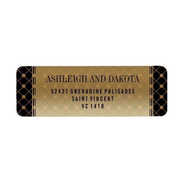 Hochzeit | Formelles Gold Muster auf schwarz (Vorne)