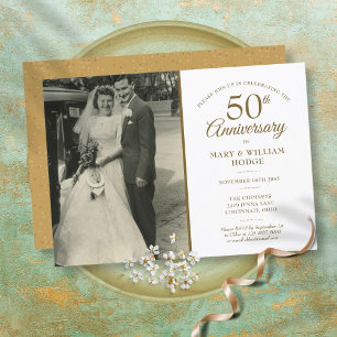 Hochzeit Foto 50 Jahre Jubiläum Gold Staub Confett Einladung