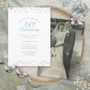 Hochzeit Foto 60 Jahre Jubiläum Hearts Confetti Einladung
