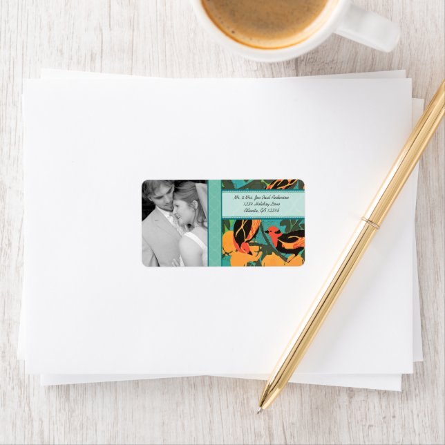 Hochzeit Foto Art Deco Birds UAWG oder vielen Dank Adressaufkleber (Insitu)