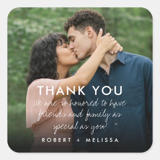 Hochzeit Foto Danke Geschenk Aufkleber (Vorderseite)