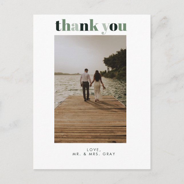 Hochzeit Foto Danke Post Card Postkarte (Vorderseite)