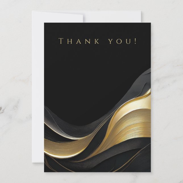 Hochzeit Foto-Dankeschön - Schwarz und Gold Einladung (Rückseite)