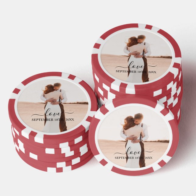 Hochzeit Foto Memory Liebe Script Jubiläum Gefalle Pokerchips (Stapel)