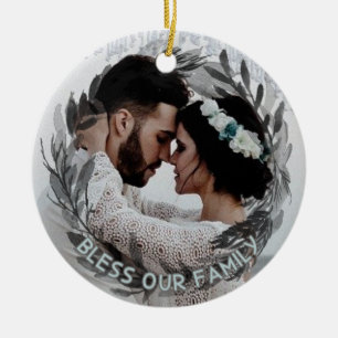 Hochzeit Foto Personalisierter Blumenkranz mit Nam Keramik Ornament