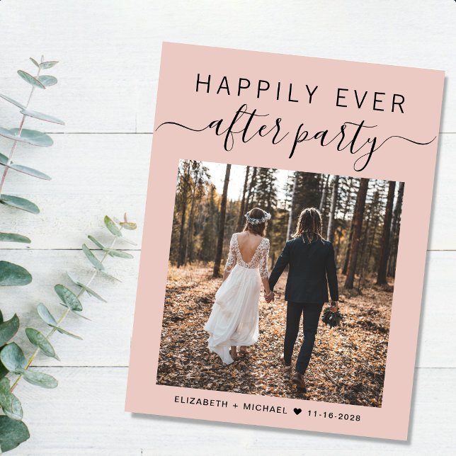 Hochzeit Foto QR Code glücklich immer nach dem Par Ankündigungspostkarte (An chic Happily Ever After Party postcard invitation for your wedding celebration)