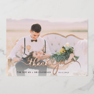 Hochzeit Foto Rose Gold Foil Danke Karte
