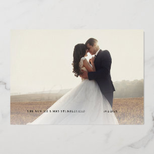 Hochzeit Foto Rose Gold Foil Script Danke Karte