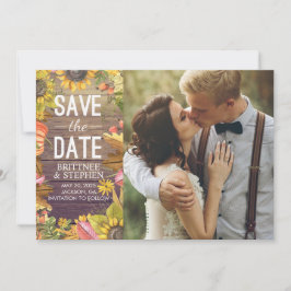 Hochzeit Foto Save the Date Ahorn Blätter Pumpkins