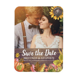 Hochzeit Foto Save the Date Ahorn Blätter Pumpkins Magnet