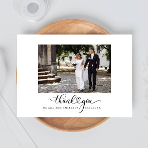 Hochzeit Foto Schwarz-weiß Danke Karte