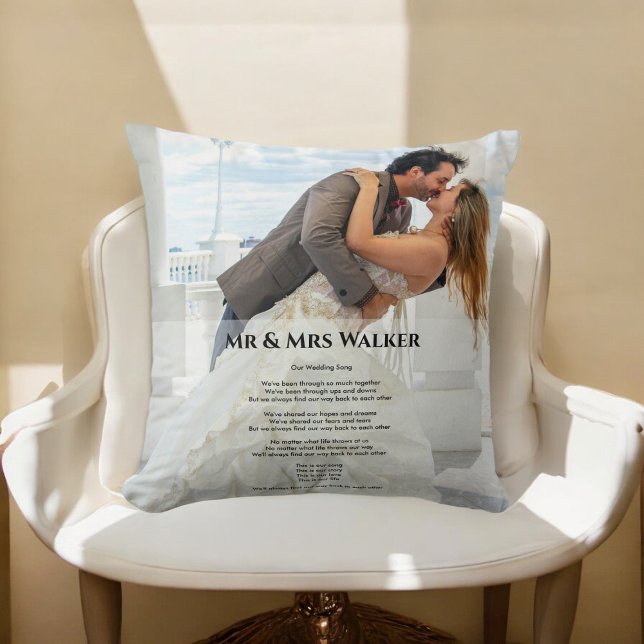 Hochzeit Foto Song Texte Kissen Kissen (wedding song lyrics throw pillow , fully editable , ideal anniversary gifts )