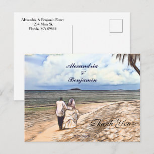 Hochzeit Foto Tropical Watercolor Vielen Dank Postkarte