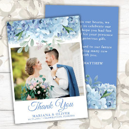 Hochzeit Foto Vielen Dank Blue Hydrangea Floral Einladung