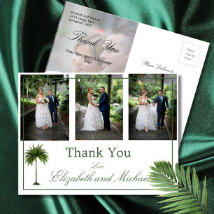 Hochzeit Foto Vielen Dank Palm Tree Elegante Moder Postkarte