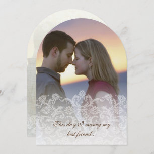 Hochzeit Foto Vintage Spitze Damaskus Einladungen