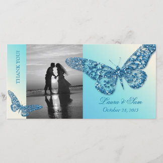 Hochzeit Fotokarte Danke Butterfly Blue