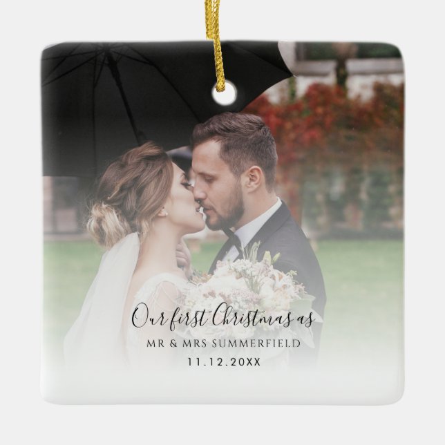 Hochzeit Fotos Paare 1. Weihnachten als Mr. und Mr Keramikornament (Vorderseite)