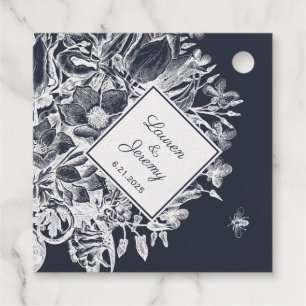 Hochzeit Französischer Bauernhof Floral Navy & Whi Geschenkanhänger