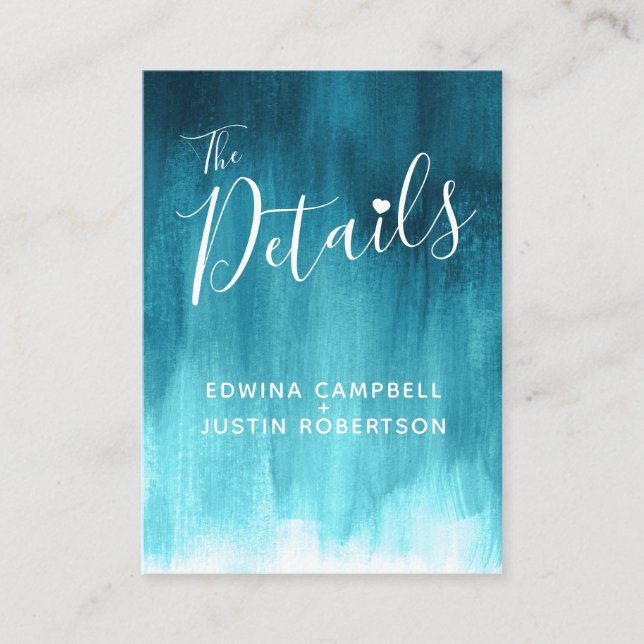 Hochzeit führt aquamarine Kunsteinschließungskarte Begleitkarte (Vorderseite)