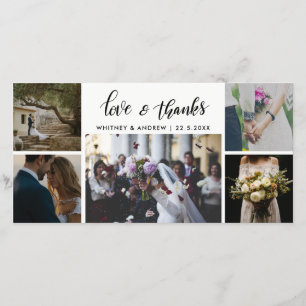 Hochzeit Fünf Fotos Liebes & Dankeschön Schrift Dankeskarte